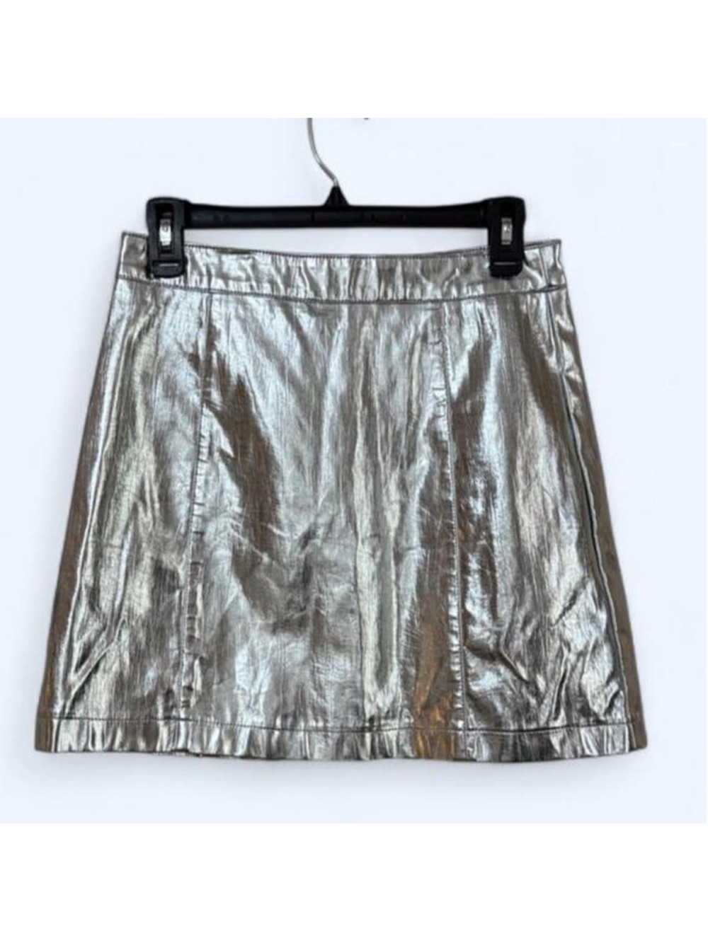 Topshop silver metallic mini skirt with zipper detail, size UK 10 #metallic #par